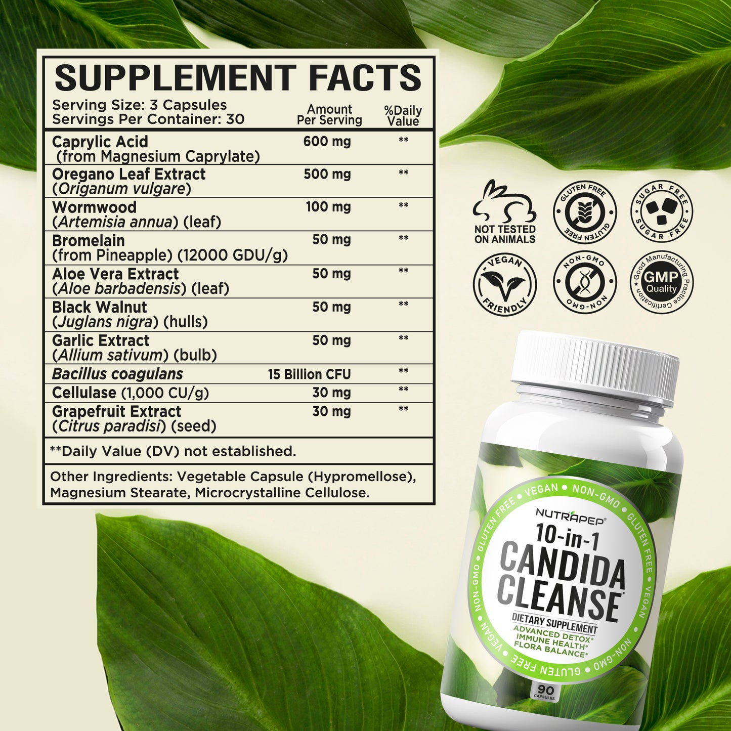 Nutrapep Candida Cleanse Detox Supplement