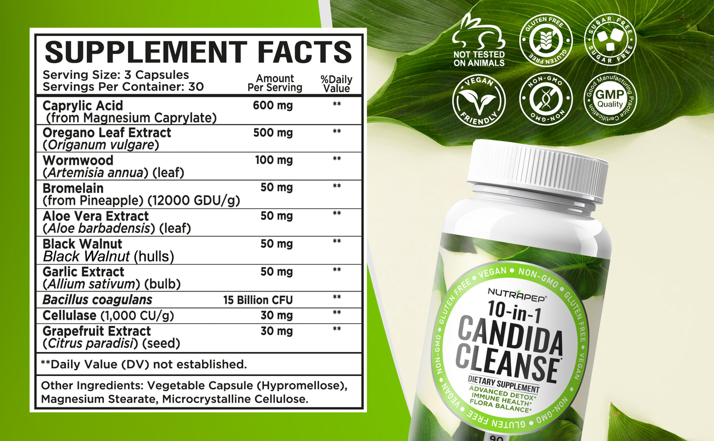 Nutrapep Candida Cleanse Detox Supplement