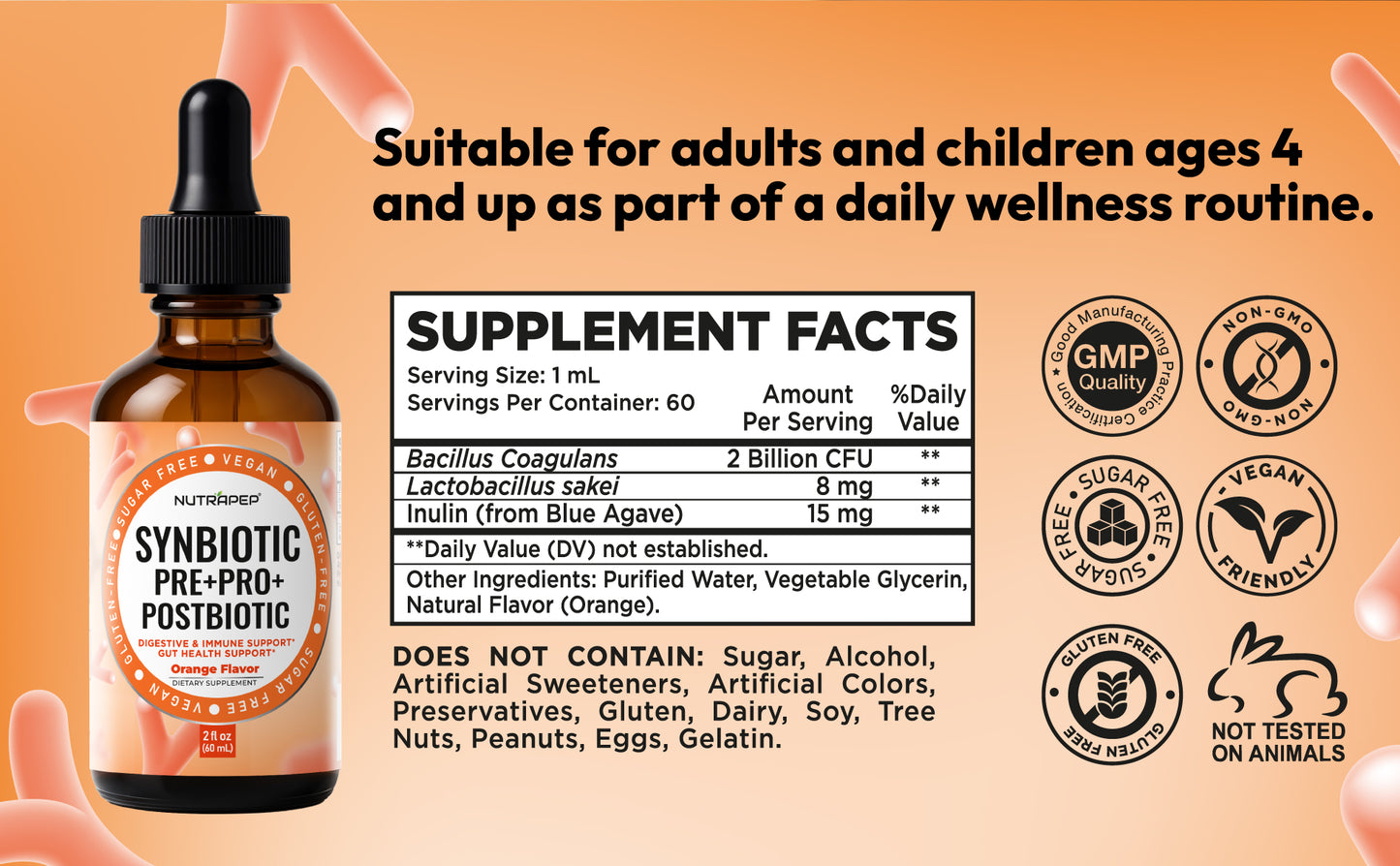 NutraPep Synbiotics Probiotic Prebiotic Postbiotic