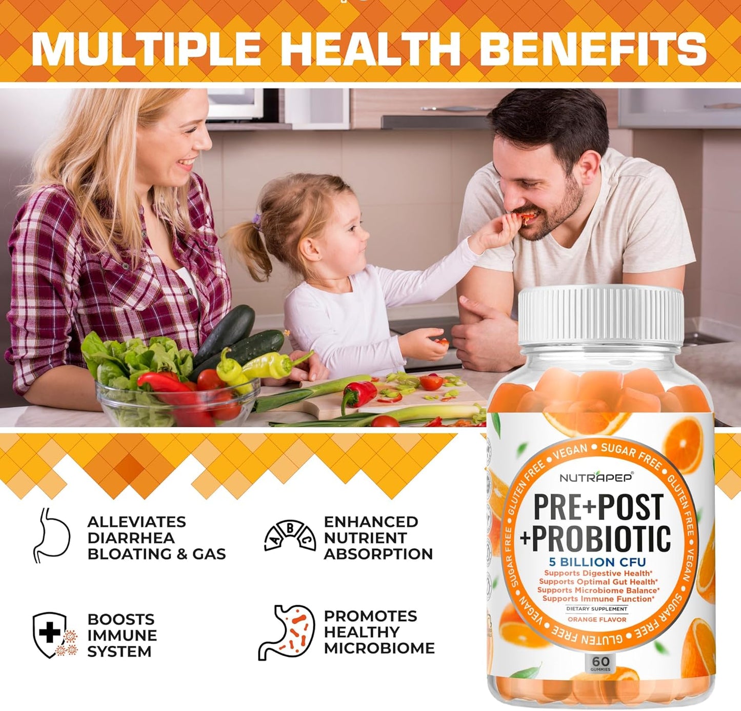 NutraPep Prebiotic Probiotic & Postbiotic Gummies