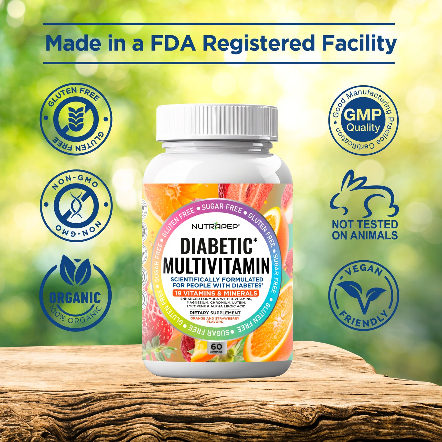 NutraPep Organic Diabetic Multivitamin Gummies