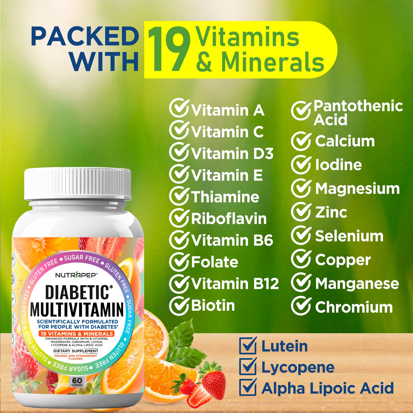 NutraPep Organic Diabetic Multivitamin Gummies