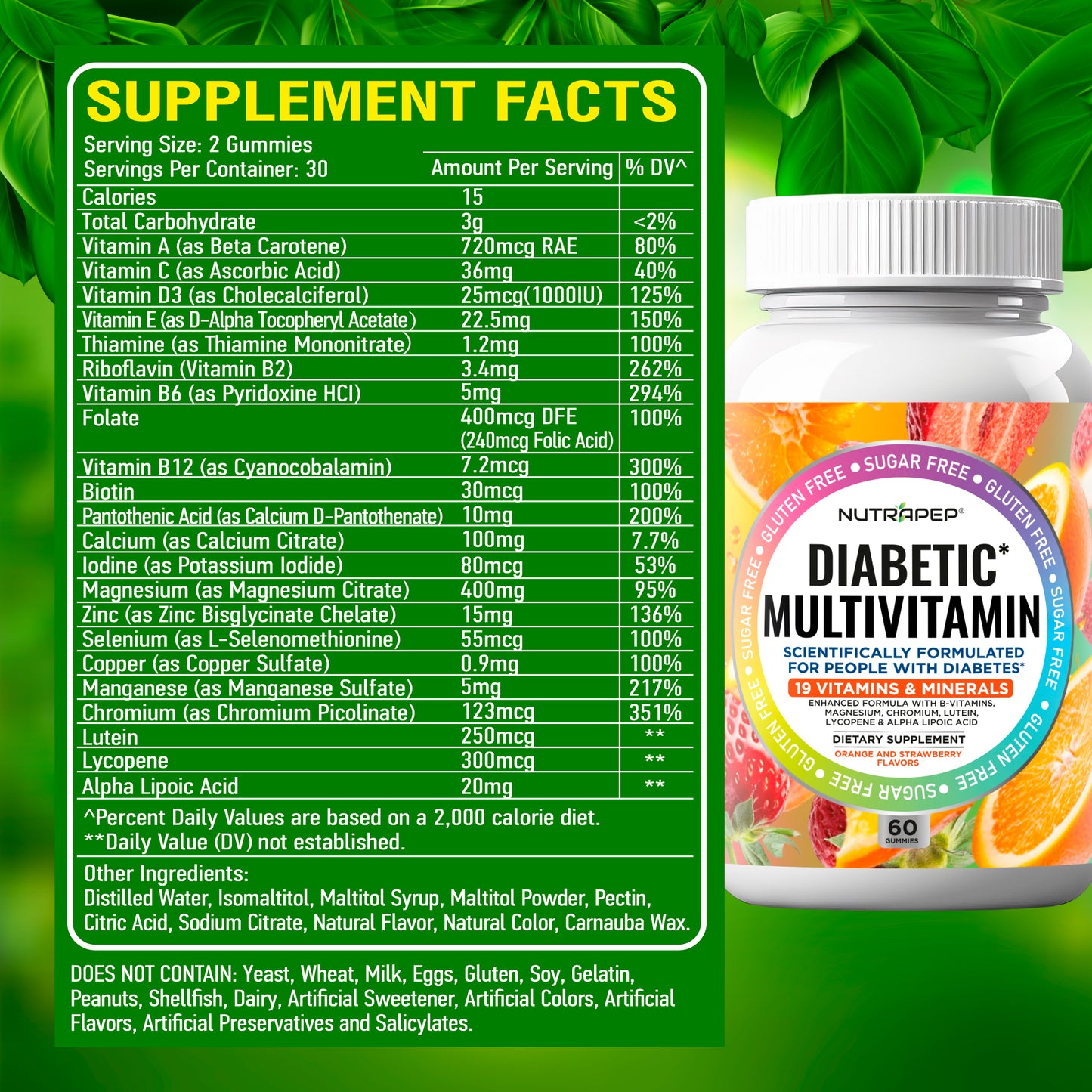 NutraPep Organic Diabetic Multivitamin Gummies