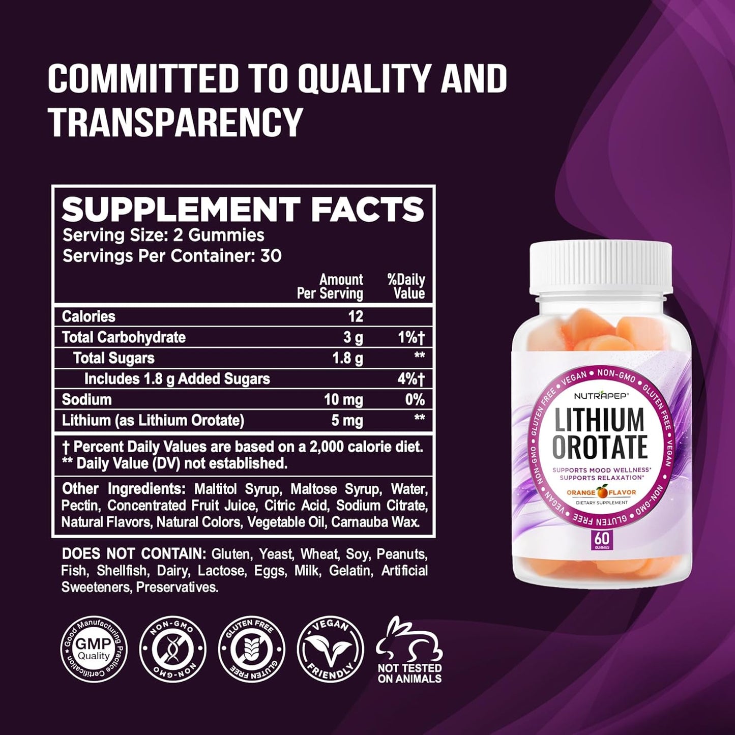 NutraPep Lithium Orotate 5mg Gummies