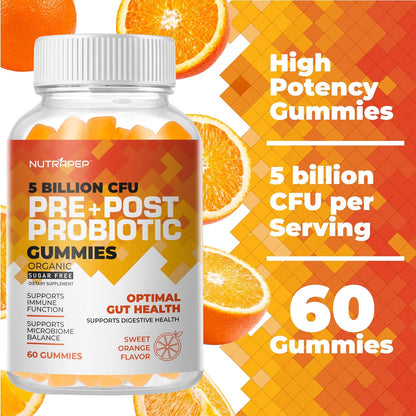 NutraPep Organic Prebiotic Probiotic & Postbiotic Gummies