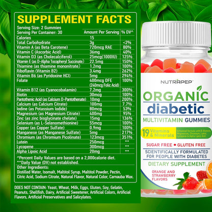 NutraPep Organic Diabetic Multivitamin Gummies